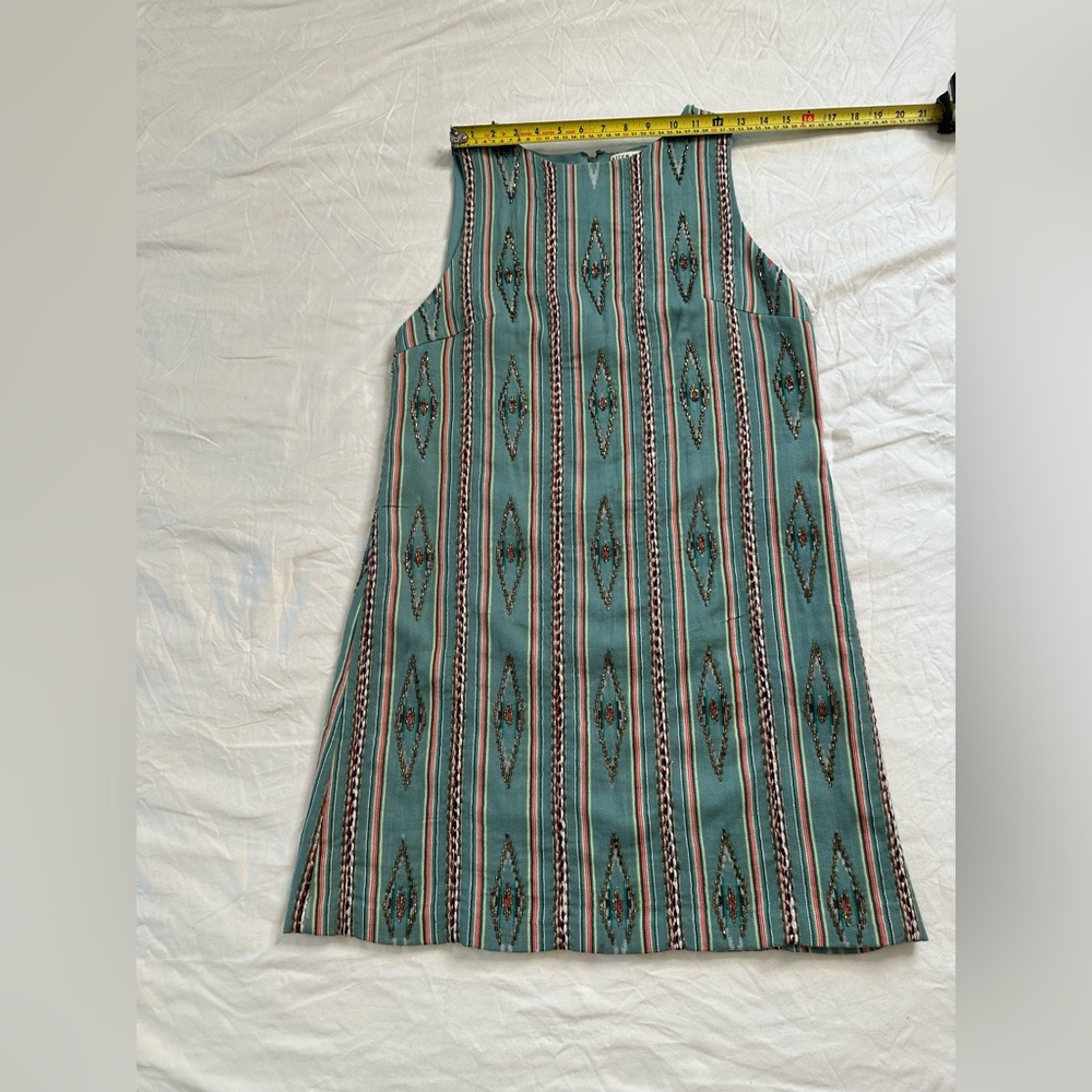 Alice + Olivia Beaded Ikat Stripe Shift Dress Southwest Boho Blue Multi NWT 12 - Picture 10 of 13